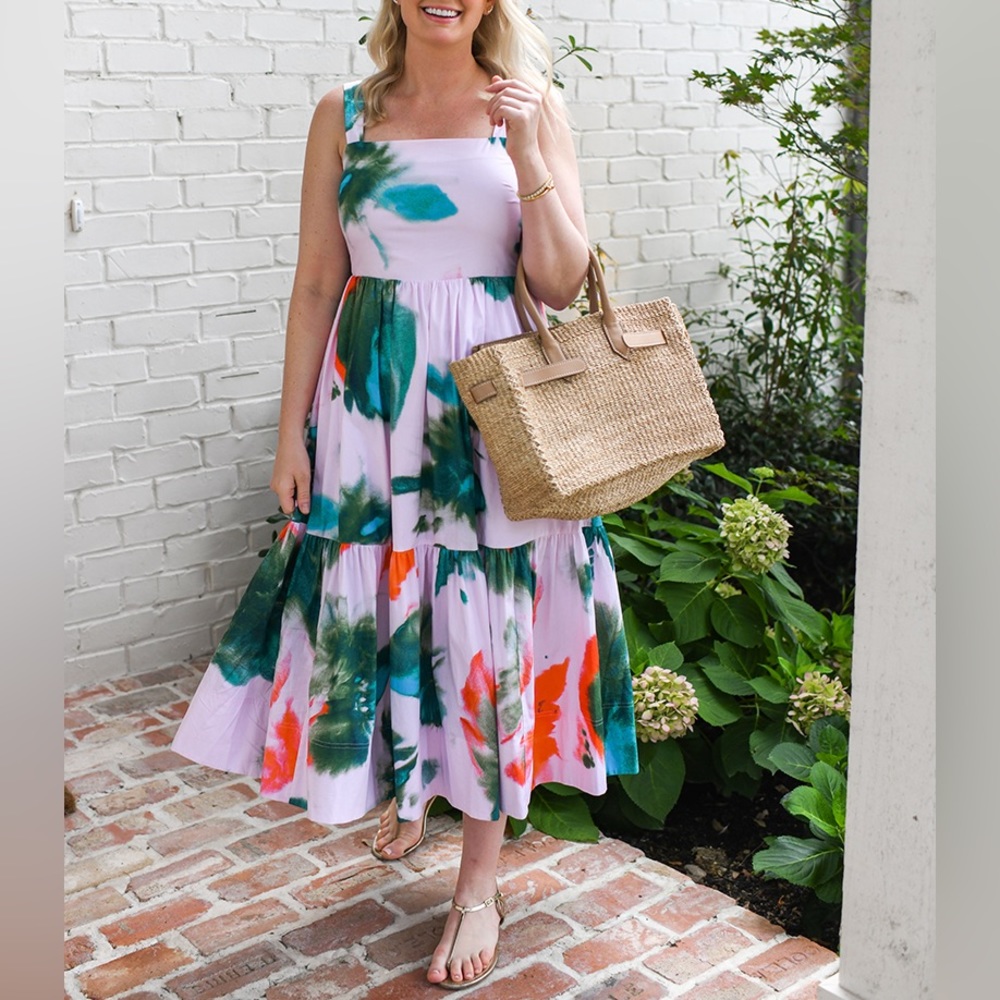 Tanya Taylor Inez Midi Dress in Tie Dye Floral